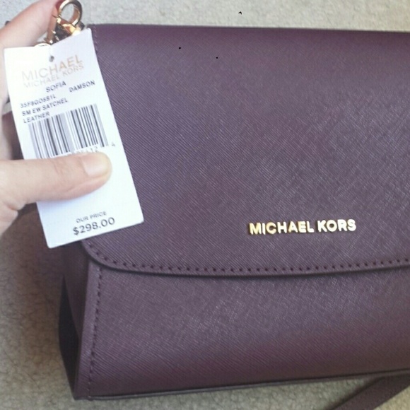 XSOLDX Kors Sofia Small EW Leather Satchel Purple - Picture 6 of 7